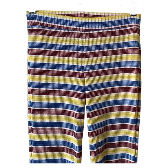 ZARA Y2K Ribbed Knit Pants Boho Flare Multicolor Striped Elastic Waist Size S - Picture 4 of 7